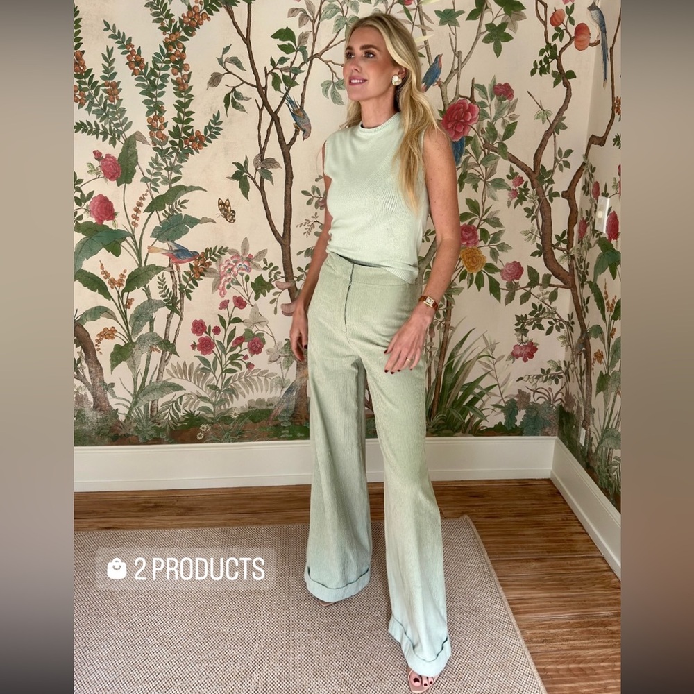NWT Julia Amory pistachio cord high waisted wide leg trousers pants small